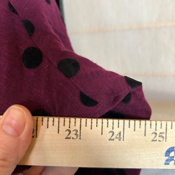 Talbots Purple Long Sleeve flocked black polka dots 100% Cotton Tunic Top 1X - Picture 7 of 8